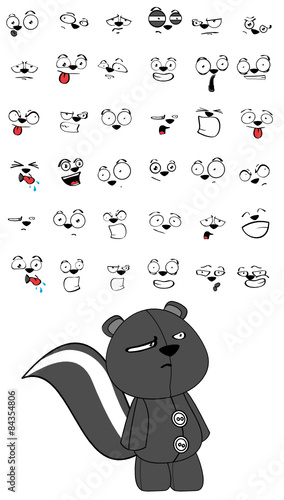 chibi skunk plush toy cartoon expressions set in vector format 