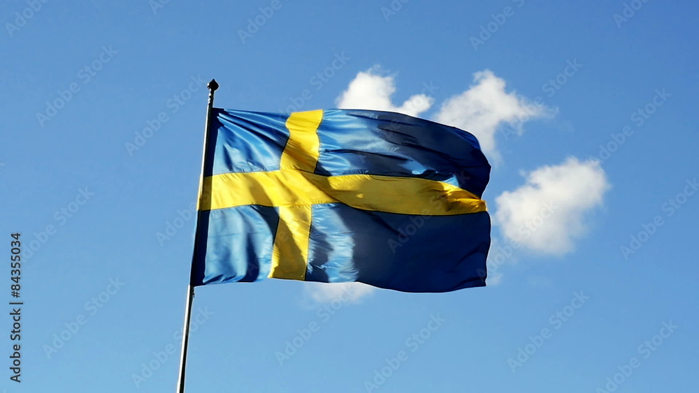 Rapidly moving swedish flag slow motion 1024