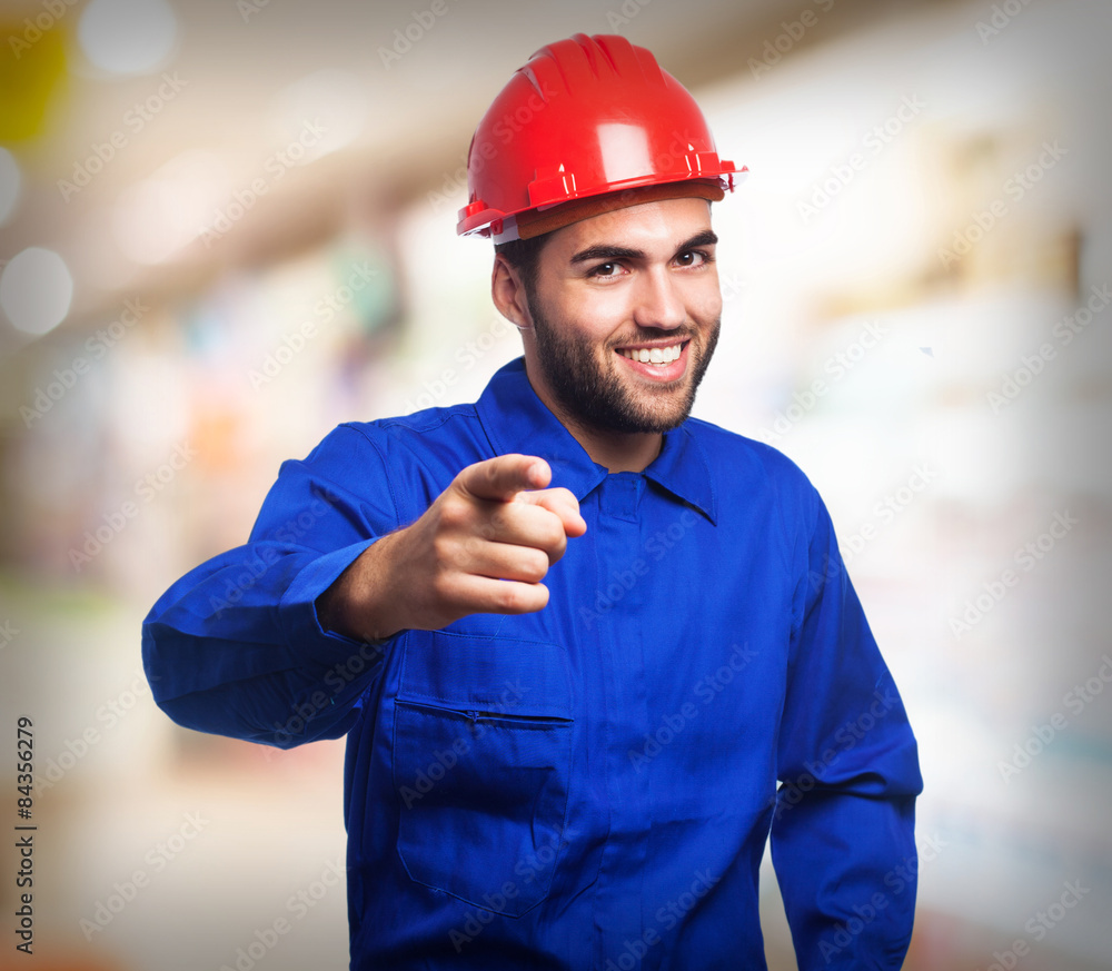 mechanic pointing front mechanic pointing front