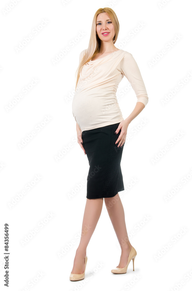 Fototapeta premium Beautiful pregnant woman isolated on white
