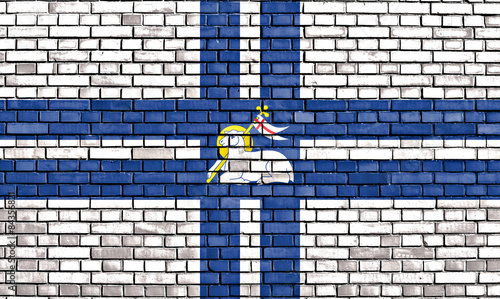 flag of Preston painted on brick wall