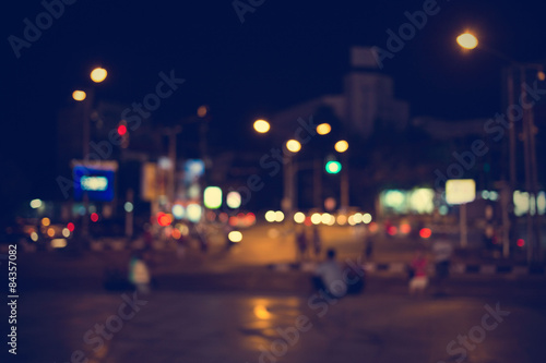 City night light blur bokeh , bokeh background - vintage effect