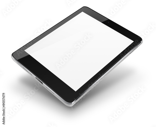 Tablet computer with blank screen.
