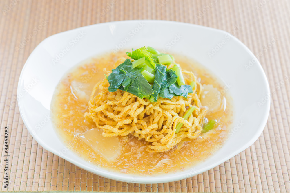 Pan fried noodles with pork. Pan fried noodles with pork.