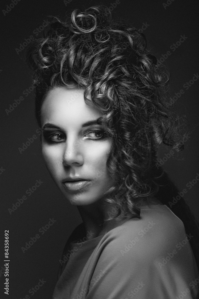 Beauty Portrait.  Black and white picture.