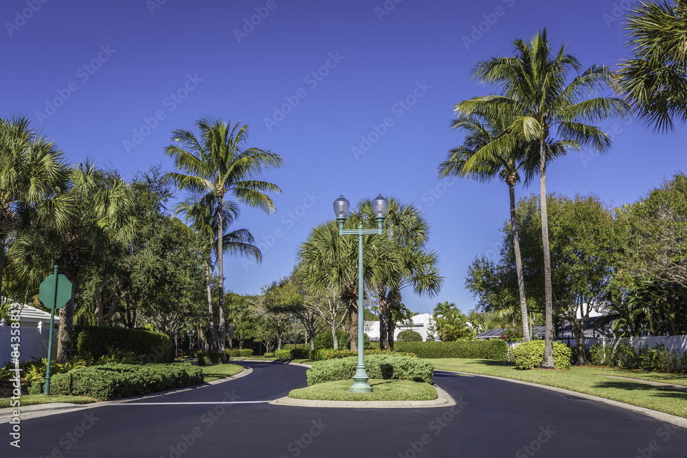 Fototapeta premium Gated community road in Florida