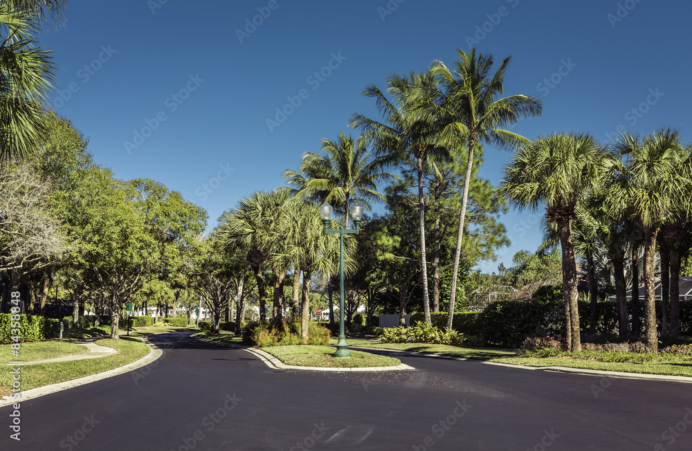 Fototapeta premium Gated community road in Florida
