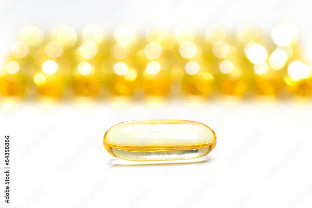 fish oil on white background fish oil on white background