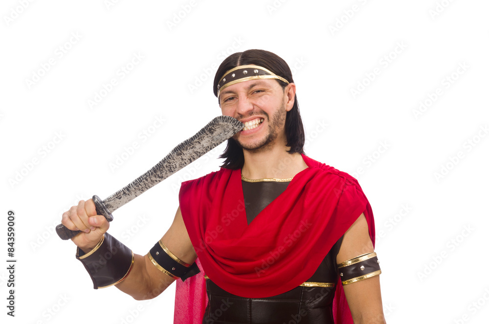 Gladiator with sword isolated on white Gladiator with sword isolated on white