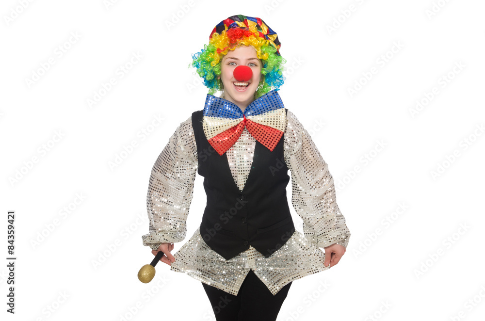 Obraz premium Female clown isolated on white