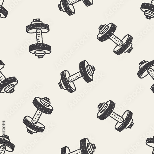 dumbbell fitness doodle seamless pattern background
