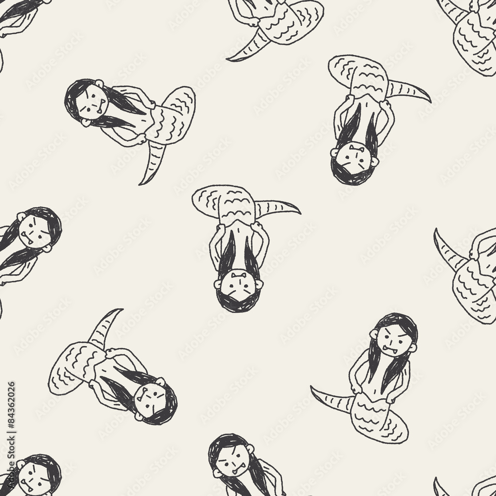 Obraz premium Medusa doodle seamless pattern background