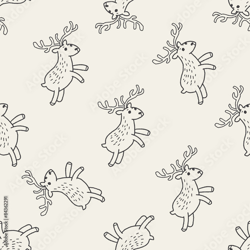 deer doodle seamless pattern background