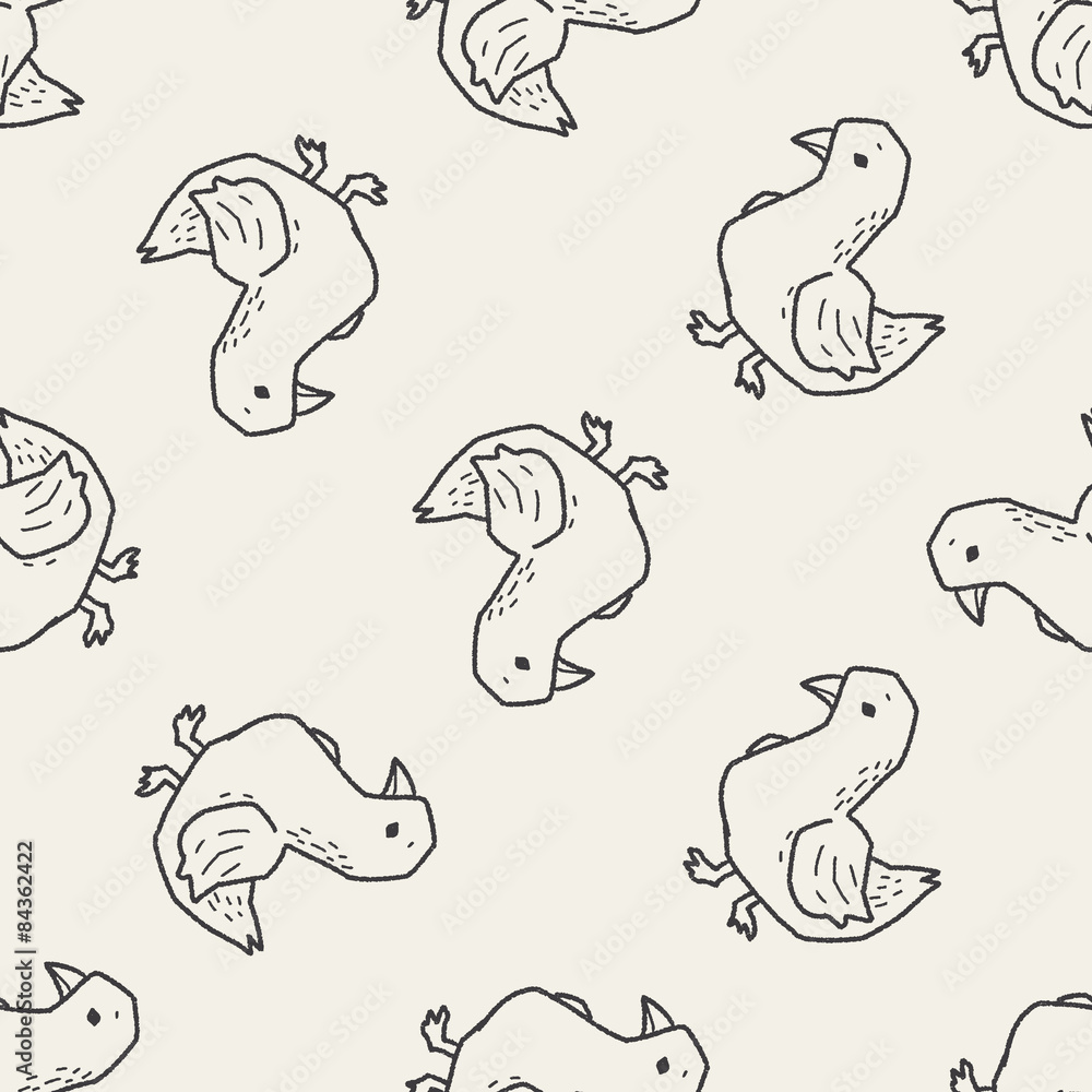 Fototapeta premium dove doodle seamless pattern background