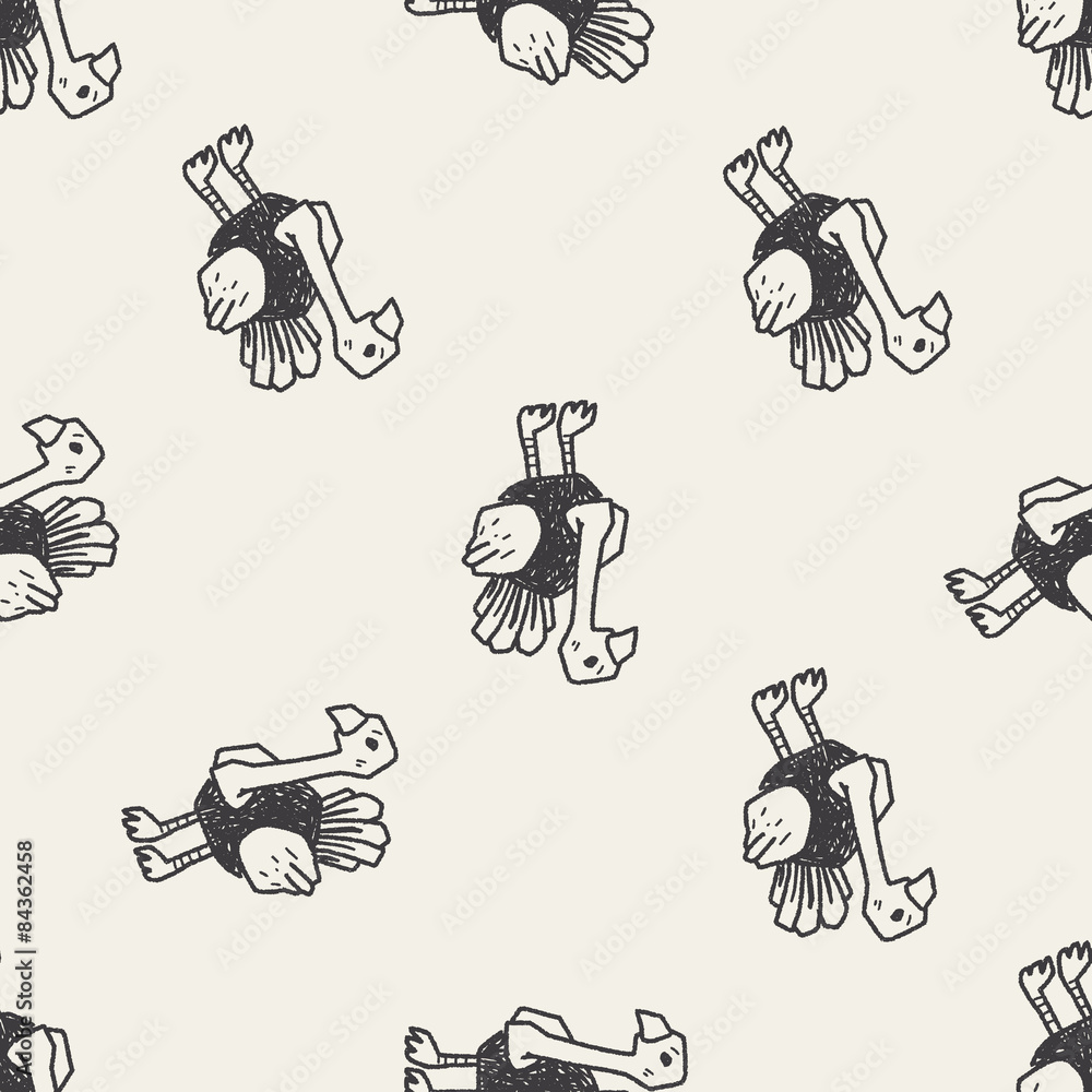 ostrich doodle seamless pattern background