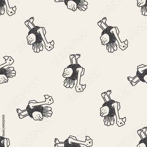 ostrich doodle seamless pattern background