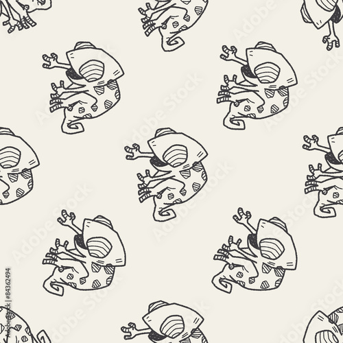 chameleon doodle seamless pattern background