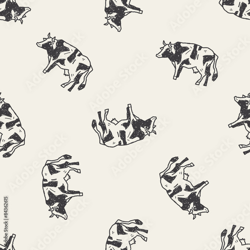 cow doodle seamless pattern background