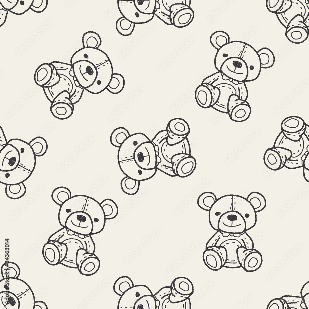 bear doodle seamless pattern background
