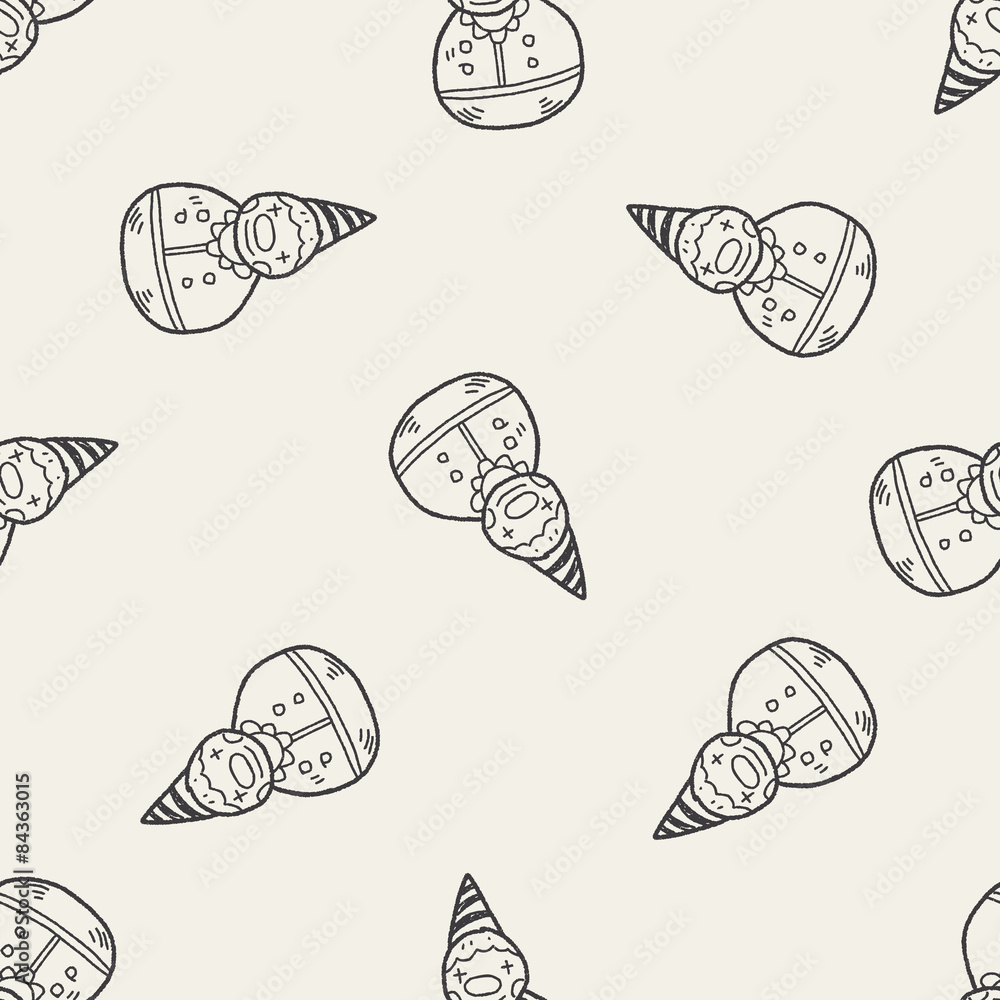 clown toy doodle seamless pattern background