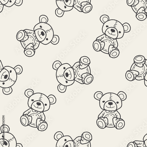 bear doodle seamless pattern background