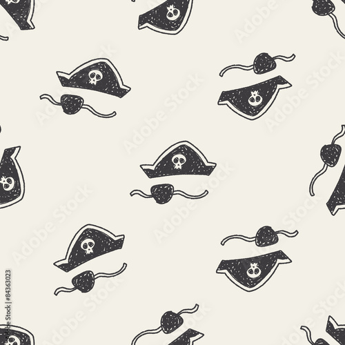 pirate hat and mask doodle seamless pattern background