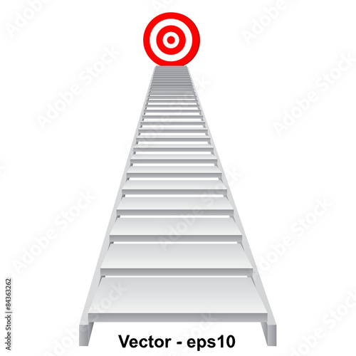 Vector conceptual red target on stair for success