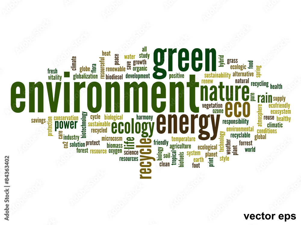 Vector conceptual ecology word cloud Vector conceptual ecology word cloud