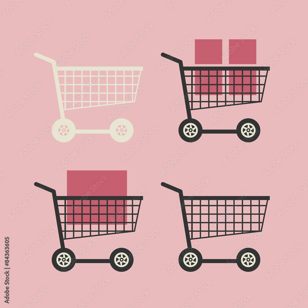 Shopping cart, vector illustration