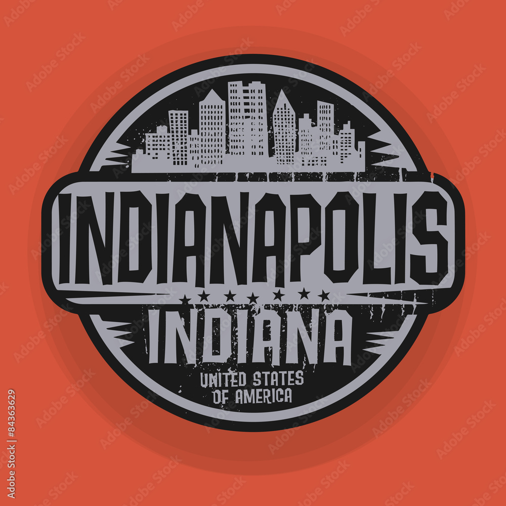 Stamp or label with name of Indianapolis, Indiana