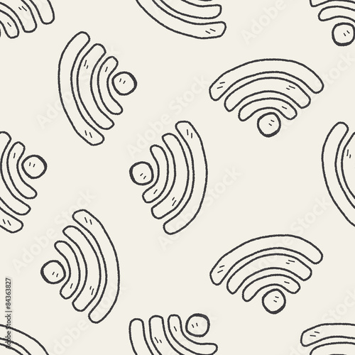 doodle wifi seamless pattern background