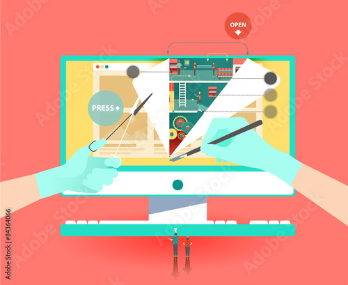 Flat web infographic promotion online concept website creation