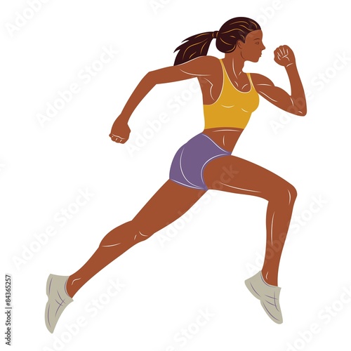 grunge woman runs, vector illustration