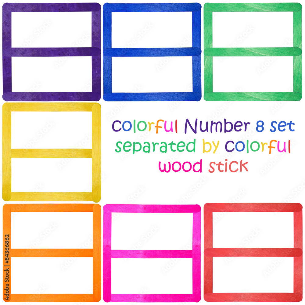 Number 8 separated by wood stick Number 8 separated by wood stick