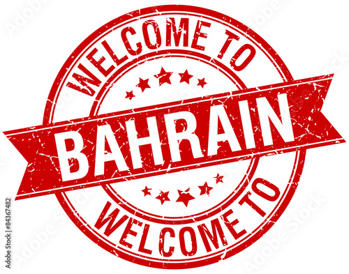 welcome to Bahrain red round ribbon stamp
