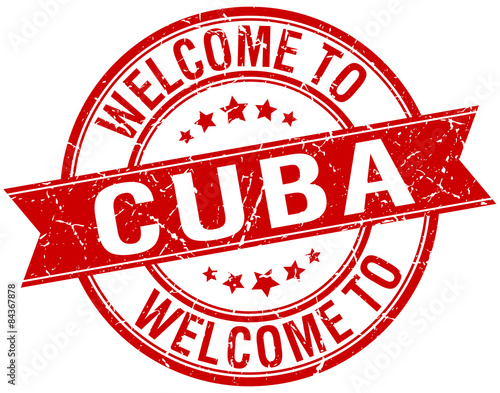 welcome to Cuba red round ribbon stamp