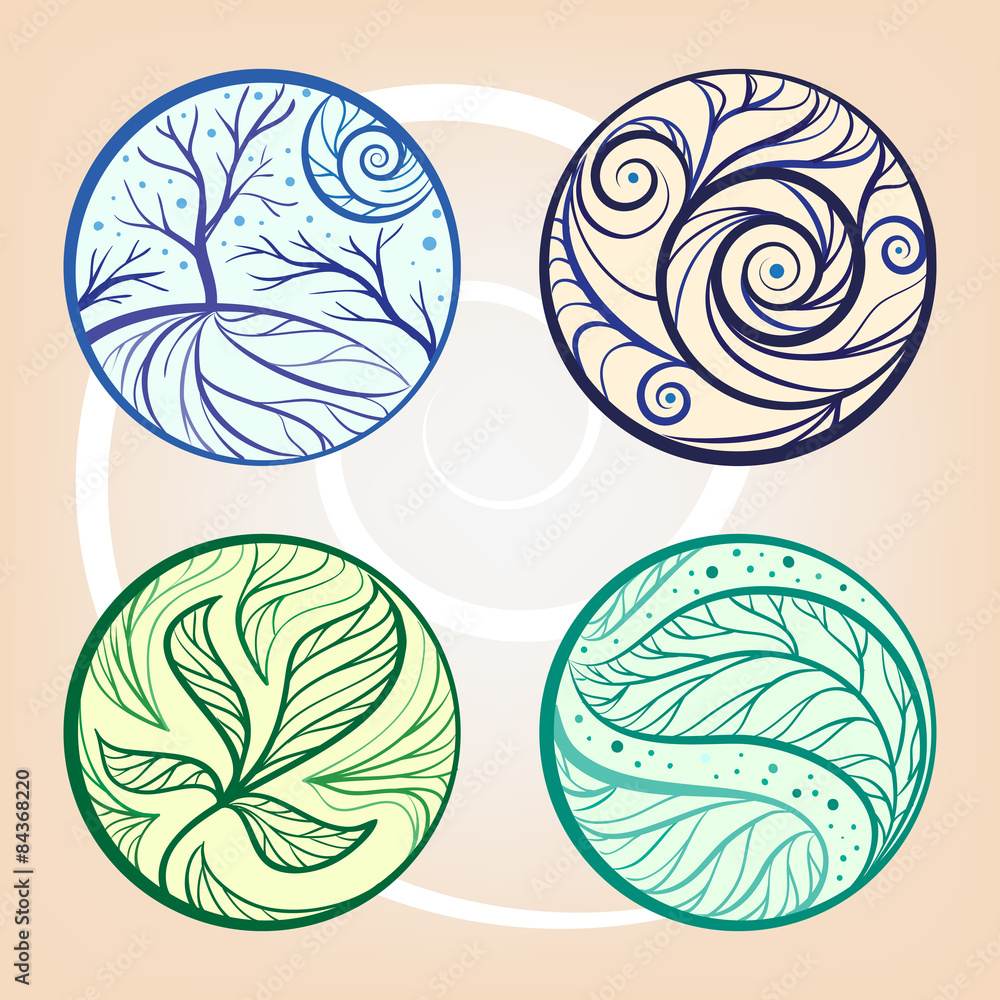 Vector round graphic elements set Vector round graphic elements set
