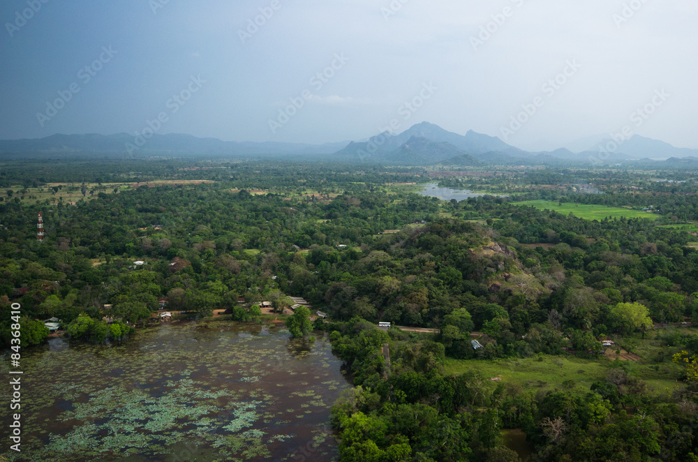 Mountain landscape, taken from the top of Sigiriya Rock 