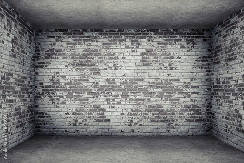Canvas-taulu grey room with brick walls