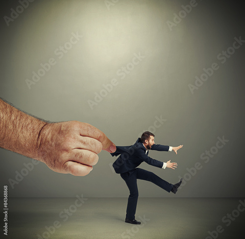 hand kepping emotional running businessman