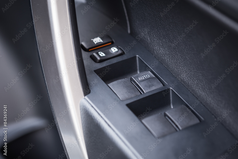 Car door handle with windows controls and adjustments