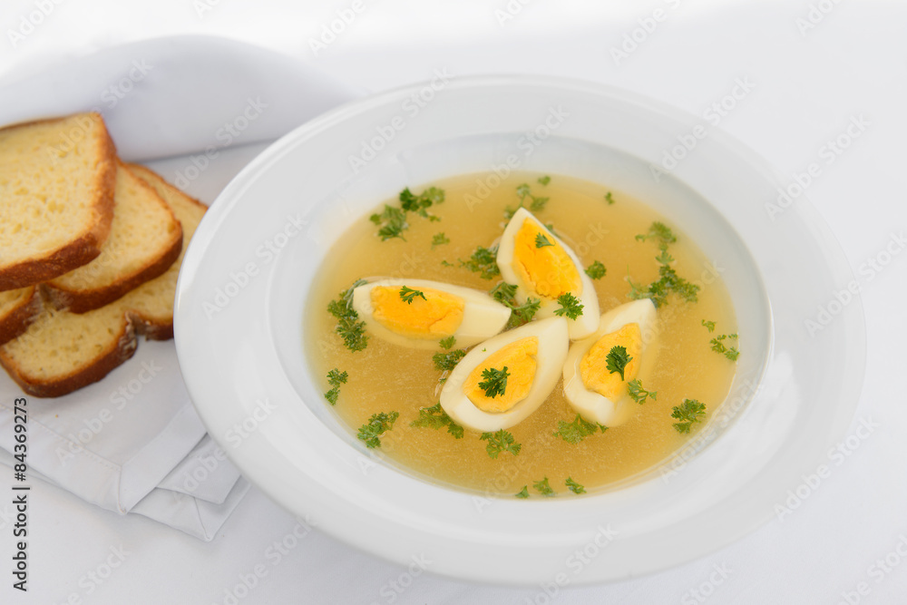 soup with eggs and bread soup with eggs and bread