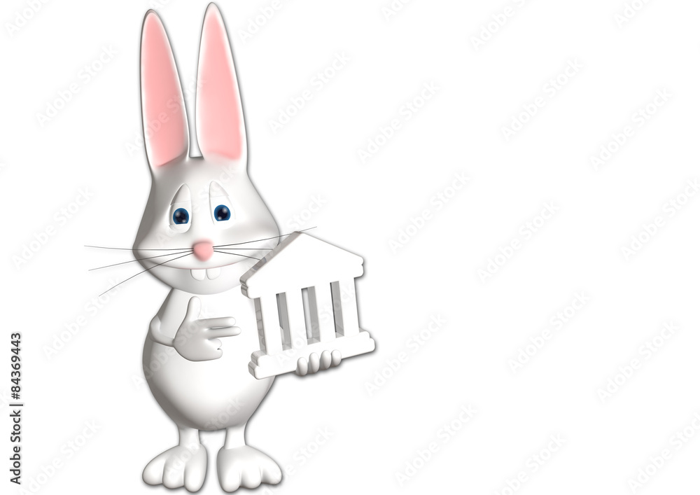 Fototapeta premium Hase Gericht Recht 3D weiß zeigen Comic