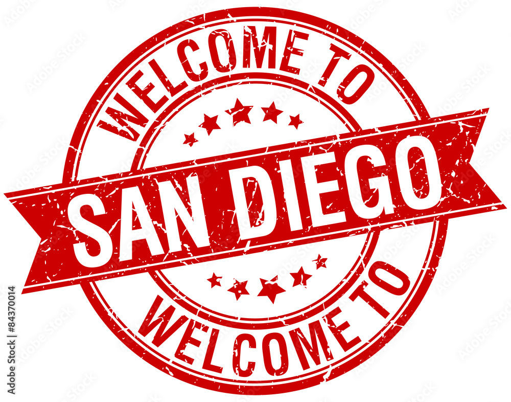 welcome to San Diego red round ribbon stamp welcome to San Diego red round ribbon stamp