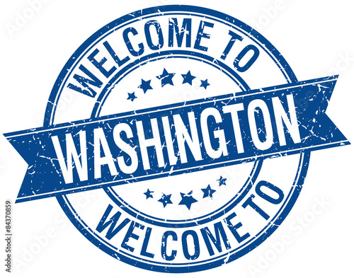 welcome to Washington blue round ribbon stamp