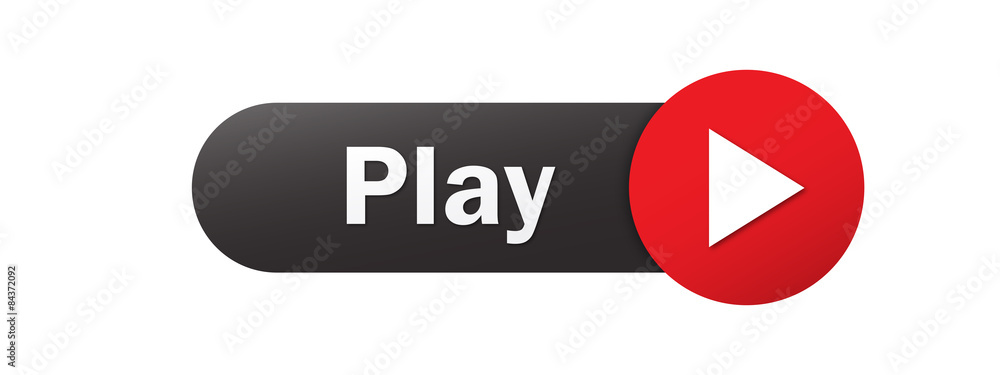PLAY vector black and red web button - obrazy, fototapety, plakaty 