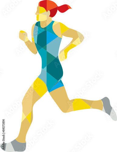 Female Triathlete Marathon Runner Low Polygon