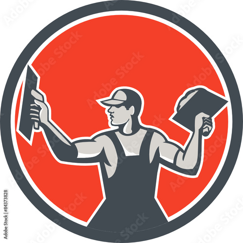 Plasterer Masonry Trowel Circle Retro
