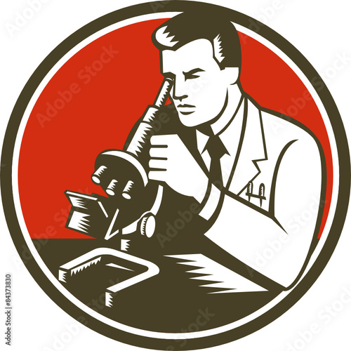 Scientist Lab Researcher Chemist Microscope Retro