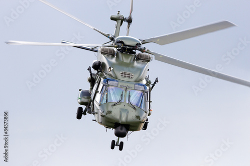 Military transport helicopter take off